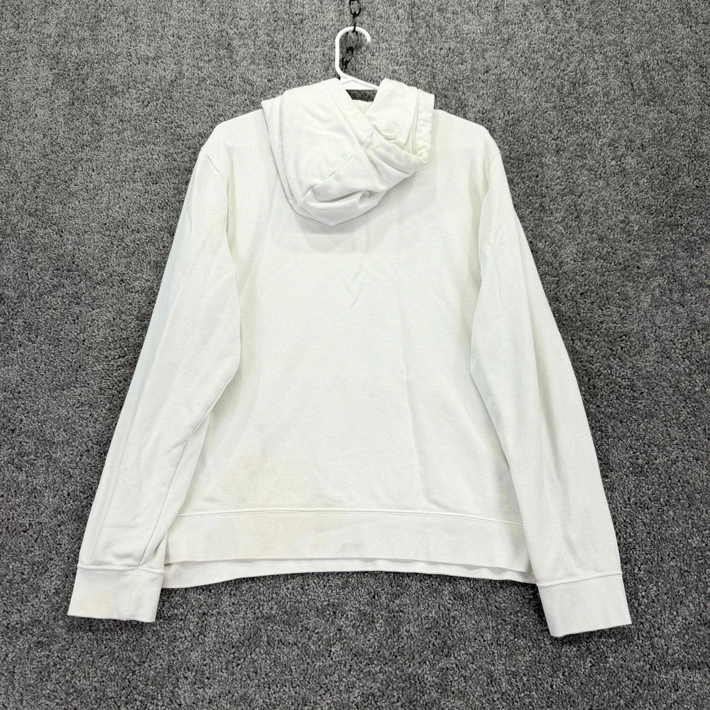 Nike Hoodie Womens XL White Fleece Pullover Small Swoosh Kangaroo Pocket Casual